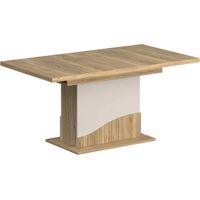 Table extensible 160 à 200 cm pied central décor tasseaux bois - RIVAGE