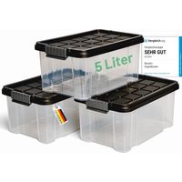 Novaliv 3x boîtes de rangement avec couvercle 5L anthracite Boîtes de rangement empilables emboîtables avec fermeture à clip Plastique sans BPA 30 x