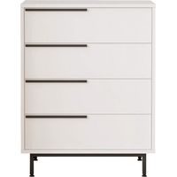 Commode 4 tiroirs Rebecca Mobili Vahona 95x75x44,5 Panneau de particules Fer Blanc Gris Foncé Moderne