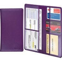 Car Document Wallet, Premium PU Leather Car Registration and Insurance Holder - Vehicle Paperwork Wallet Case Organizer for ID Card, Driving Licence, Key Contact Information Cards - Purple