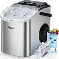 noire etite machine à glaçons, 9 cubes prêts en 6 minutes, 12 kg/jour, autonettoyante, avec poignée de transport, panier et pelle, 2 tailles de glaçons pour la maison, la cuisine