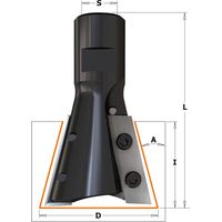 CMT – Fraise HW 15° pour joints à queue d'aronde – Acier spécial haute résistance – 2 plaquettes réversibles Z2 – D=39.5mm