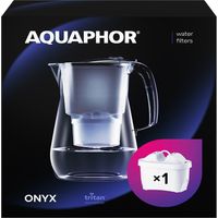 AQUAPHOR Filtro dell'acqua Onyx Nero incl 1 filtro MAXFOR+ I Filtro dell'acqua dall'aspetto in vetro 4,2l I Riduce il calcare e il cloro I Perfetto per la famiglia I Qualità premium Caraffa
