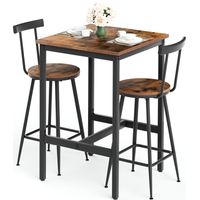 CAIziBar-Tisch-Set Industrial, Tisch mit 2 Hockern, Metall, 60x60x90 cm