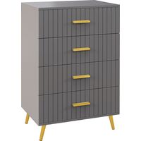 Cassettiera 4 cassetti Legno e Alluminio, Oro e Grigio Scuro, 60x40x90 cm