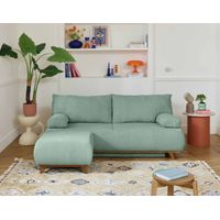 Cristal - 3-sitzer sofa - schlaffunktion und bettkasten und hocker - aus strukturiertem samt - blau