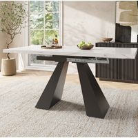 Mesa comedor extensible de MDF blanco para salón moderno OKMYHOME