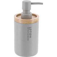 Distributeur à Savon ou lotion en résine Gris clair et Bambou 280 ml - TENDANCE