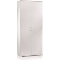 Mueble con doble puerta y cuatro estantes regulables, puertas blancas