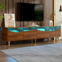 BLOSSOM Meuble TV 180 x 40 x 50 cm avec éclairage LED,4 portes,élégant lowboard pour salon - Marron