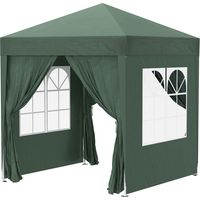 Cenador de jardín 2x2m 4 paredes laterales tela Oxford 2 puertas 2 ventanas bolsa transporte impermeable verde