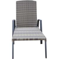 Lettino da Giardino 4 Posizioni Chillvert Cozumel 190x63x50 cm Rattan Sintetico e Acciaio Grigio