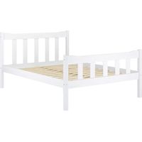Havana King Size Bed Frame - Pine/Metal - L210.8 x W159.8 x H96 cm - White/Pewter - Flat Pack