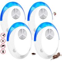 Mouse Repellent, Ultrasonic Mosquito Repellent, Ultrasonic Mouse and Rat Repellent Device, Repels Cockroaches, Ants, Rodents - 100% Harmless (4 Packs)