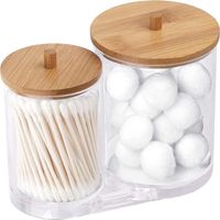 Cotton Storage Jars, Acrylic Cotton Swabs Organizer, Cotton Swab Holder, Transparent Portable Round Cotton Swab Storage for Cotton Swab, Paper Towel Storage
