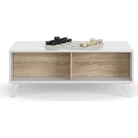 Couchtisch 100x68x38/50 cm mit hochklappbarer Platte, hochglanz weiß kanadisch – Pisa