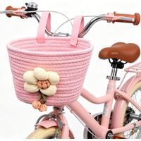 Kleine fietsmand, voormand van materiaalsamenstelling, afneembare fietsmand voor, kleurrijk geweven met bloemendecoratie, ideaal voor het opbergen van verschillende voorwerpen