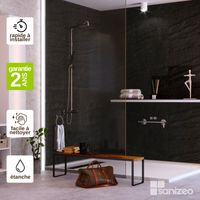 Kit 2 Panneaux Muraux Décoratifs de Douche - 120x120 cm - Ép. 4mm - Effet Pierre Noire - MANSON KOBERTIN