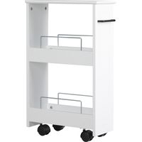 Carrello Salvaspazio Multiuso MDF e Ruote, 42.5x20.3x66.7cm, Bianco