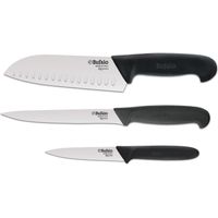 Set Coltelli 3 Pezzi per Tritare Sfilettare e Spelucchino Bufalo Kit Chef Manico Nero