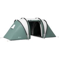 Kampeertent voor 4-5 personen, lichtgewicht, waterafstotend, familietent met 3 kamers, zijdeur, raam, donkergroen