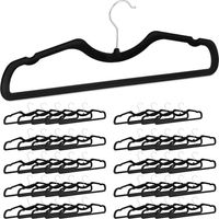 Relaxdays Cintres velours 50 pcs, antidérapants, gain de place, L 42,5 cm, barre pantalon, encoches, noir
