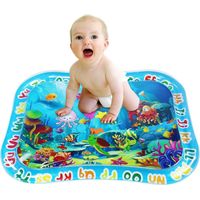 Inflatable Baby Water Mat Infant Tummy Time Playmat with Squeaky Button Toddler Fun Activity Center