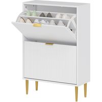 Scarpiera 12 paires de chaussures 2 tiroirs basculants étagères réglables 60x24x91,5 cm Blanc