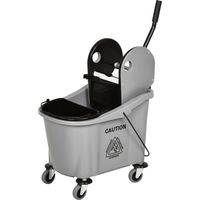 Cubo de fregona con ruedas 36L carro limpieza escurridor presión 2 cubetas separatas 54x41x91.5cm gris
