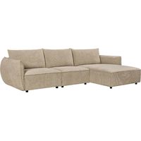 Canapé d'angle en tissu beige Lysoria