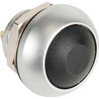 Poussoir Métallique Rond Avec Capuchon Noir - 1p Spst Off-(on)