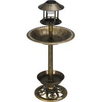 Baignoire d’oiseaux, gamelle nichoir, de nourriture. Résistant aux intempéries. 2 bols. Design vintage. 50 x 50 x 110 cm. Bronze