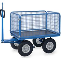 Fetra Handpritschenwagen mit Zugöse, Drahtgitterwänden und Polyurethanbereifung, 1135x795mm Ladefläche 750kg Tragkraft