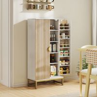 Armoire de cuisine avec 2 portes et 12 étagères, placard moderne avec 5 étagères réglables, blanc