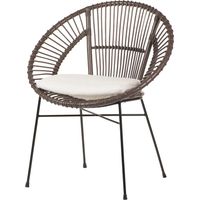 Rattan Metallstuhl Weißes Kissen 72X60X87 Cm