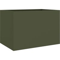 Jardinière Bac à fleurs vert olive 62x40x39 cm acier