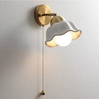 Fusion Applique Murale Intérieure avec Interrupteur à Tirette - Industrielle Vintage Lampe Murale en céramique blanche - 1pcs
