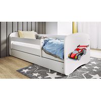 Letto 80x180 rete e cassetto inclusi Kocot Kids Babydream Auto da corsa Bianco