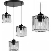 LAMPE SUSPENDUE APP513-3CPR CRISTAL NOIR 3-POINTS DE LUMIÈRE E27 13X30X12-82CM REGLABLE