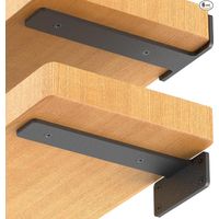 Set mit 6 verstärkten, industrietauglichen Wandregalträgern, 15 cm, L-förmig, schwarzes Metall, zur Regalbefestigung. – AquaForge
