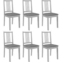 Vidaxl – Ensemble de 6 chaises de salle à manger en bois massif gris avec coussins – Confort optimal – Faciles à assembler – Pour décoration moderne