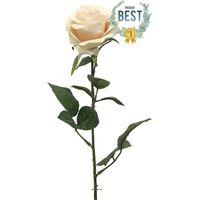 Rose factice Paris H64cm tête D9cm 12 feuilles tissu Crème vert - BEST - couleur: Crème vert