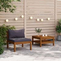 Salon de jardin 2 pcs avec coussins gris foncé Bois d'acacia vidaXL