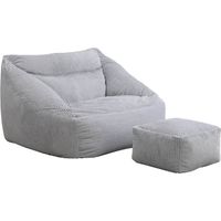 Home Deluxe - Beanbag con taburete COZY Color: Gris claro