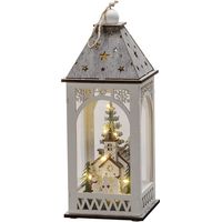 Konstsmide Luci di Natale/Lanterna in legno a LED Villaggio di Natale invernale/Uso interno (IP20)/Funzionamento a batteria 2xAA (escl.)/Diodi bianchi caldi/Cavo trasparente, Chiesa