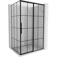 Mexen Rox Duschkabine Schiebetür rechts 145 x 120 cm, schwarzes Gitter, schwarz - 8C2-145-120-70-77-P