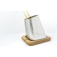 Porta spiedini Gran Sasso acciaio inox con base in legno faggio Lisa