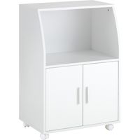 Sobuy – Desserte de cuisine FRG241W – Meuble à roulettes avec 2 portes et 2 étagères réglables – Dimensions L55 x P38 x H84 cm – Capacité 60kg