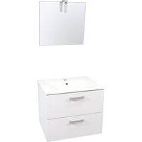 ONDEE - Mueble de cuarto de baño SMART - suspendido - 60cm - 2 cajones - Acabado blanco