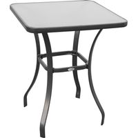 Gartentisch quadratisch Glastisch wetterfest Schwarz 68,5x68,5cm für Balkon Terrasse Gartenmöbel